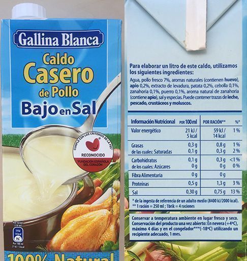 nutrientes caldo de pollo